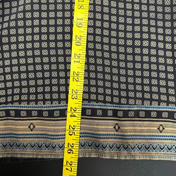 Joie Black and Tan Geometric Print Silk Split Neck Long Sleeve Blouse Size M - Picture 7 of 8